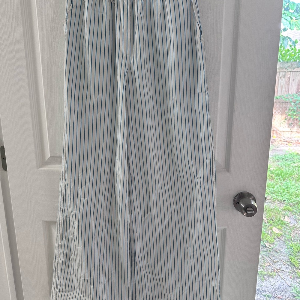 Aritzia Blue and White Striped Pants